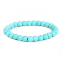 Turquoise Bracelets, Natural Turquoise, Round, vintage & Unisex & radiation protection 8mm Approx 7.09 Inch 