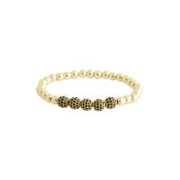 Hematite Bracelets, with Brass, Round, gold color plated, Unisex & radiation protection & micro pave cubic zirconia 6mm Approx 7.48 Inch 