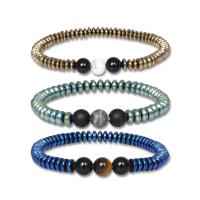 Gemstone Hematite Bracelets, with Natural Stone, Round, plated, vintage & Unisex & radiation protection 8mm Approx 7.09 Inch 