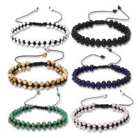 Gemstone Woven Ball Bracelets, Natural Stone, Adjustable & Unisex & radiation protection & faceted Approx 6.3 Inch 