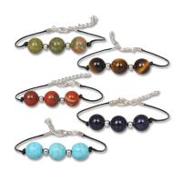 Gemstone Bracelets, Natural Stone, with Zinc Alloy, with 1.97Inch extender chain, Round, platinum color plated & Unisex & radiation protection 10mm Approx 7.09 Inch 