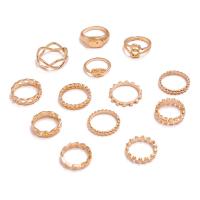 Zinc Set anillo de aleación, aleación de zinc, anillo de dedo, Donut, para mujer, dorado, aproximado 13PCs/Bolsa, Vendido por Bolsa