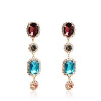 Crystal Drop Earring, Zinc Alloy, with Crystal, gold color plated & for woman & faceted & with rhinestone 