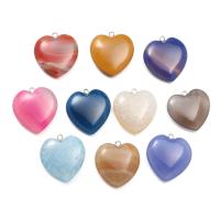 Агат латунь подвески, с Латунь, Сердце, плакирован серебром, DIY, Много цветов для выбора продается PC