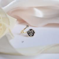 Латунное кольцо с стразами, Латунь, Форма цветка, плакирован золотом, Женский & со стразами, размер:6-8, продается PC