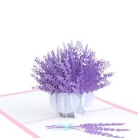 Paper 3D Greeting Card, Rectangle, handmade, Foldable, purple 