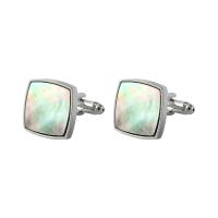 Zinc Alloy Cufflinks, with Abalone Shell, platinum color plated & for man 
