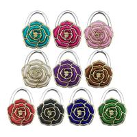 Zinc Alloy Bag Hanger, with Resin, Rose, Collapsible & anti-skidding & enamel & with rhinestone 