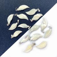 Zinc Alloy Shell Pendants, with Zinc Alloy, Leaf, white 