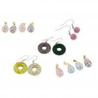 Rhinestone Clay Pave Pendants, with Iron, mixed colors, 23-31mm 