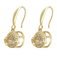 Boucle d'oreille en goutte de laiton, Placage de couleur d'or, bijoux de mode & pavé de micro zircon & pour femme, doré Vendu par paire