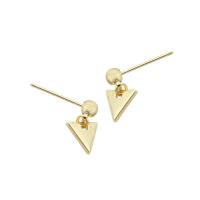 Boucle d'oreille en goutte de laiton, triangle, Placage de couleur d'or, bijoux de mode & pour femme, doré Vendu par paire