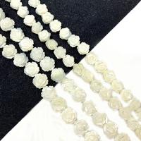Natural White Shell Beads, Rose, Carved, DIY & double-sided, white Approx 15 Inch 