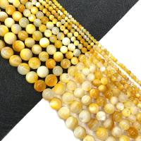Perles de coquillage jaune naturel, coquille, Rond, DIY & normes différentes pour le choix Environ 15 pouce, Vendu par brin