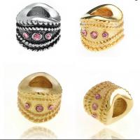 316L Stainless Steel European Large Hole Beads, plated, with rhinestone 