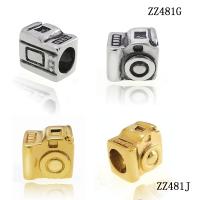 316L Stainless Steel European Large Hole Beads, Camera, plated 