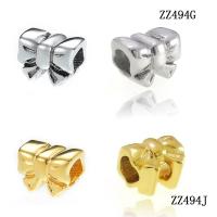 316L Stainless Steel European Large Hole Beads, Bowknot, Vacuum Ion Plating 