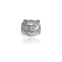 316L Stainless Steel European Large Hole Beads, Lion, silver color 