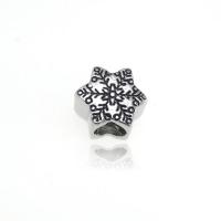 316L Stainless Steel European Large Hole Beads, Snowflake, silver color 