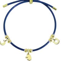 Titanium Steel Bracelet & Bangle, with leather cord, gold color plated, Adjustable & for woman 10-15mm Approx 10.24 Inch 