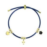 Titanium Steel Bracelet & Bangle, with leather cord, gold color plated, Adjustable & for woman 10-15mm Approx 10.24 Inch 