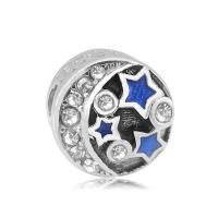 316L Stainless Steel European Large Hole Beads, Vacuum Ion Plating, enamel & faceted & with rhinestone 10-15mm 