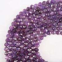 Natural Amethyst Beads, Round, polished, Star Cut Faceted & DIY, purple, 8mm .96 Inch 