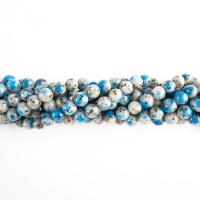 Jaspis Stein Perlen, Azurit, mit K2 Jasper, rund, poliert, DIY & verschiedene Größen vorhanden, blau, 6-12mm, Länge:14.96 ZollInch, verkauft von Strang