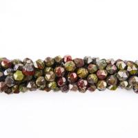 Drachenblut-Jaspis Perlen, Dragon+Blut+Stein, rund, poliert, Star Cut Faceted & DIY, 8mm, Länge:14.96 ZollInch, verkauft von Strang