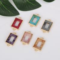 Zinc Alloy Charm Connector, with Acetate, Rectangle, gold color plated, DIY 