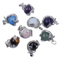 Gemstone Zinc Alloy Pendants, Natural Stone, with Zinc Alloy, silver color plated, 2 pieces & DIY 16mmuff0c 