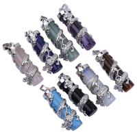 Gemstone Zinc Alloy Pendants, Natural Stone, with Zinc Alloy, Butterfly, gold color plated, DIY 