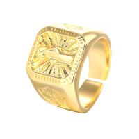 Латунь Манжеты палец кольцо, плакирован золотом, регулируемый & Женский, размер:6-8, продается PC