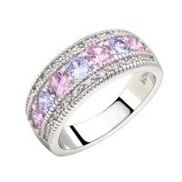 Cubic Zirconia Micro Pave Brass Finger Ring, platinum plated & micro pave cubic zirconia & for woman, 8.3mm, US Ring 