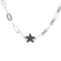 Cubic Zircon Micro Pave Sterling Silver Necklace, 925 Sterling Silver, platinum color plated, micro pave cubic zirconia & for woman Approx 15.74 Inch 