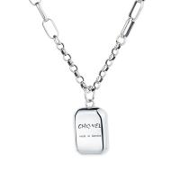Sterling Silver Jewelry Necklace, 925 Sterling Silver, plated, with letter pattern & for woman, silver color 