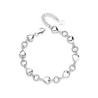 Sterling Silver Bracelets, 925 Sterling Silver, for woman, silver color Approx 7.08 Inch 