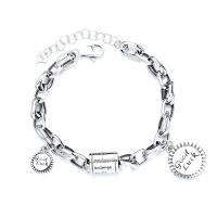 Sterling Silver Bracelets, 925 Sterling Silver, with letter pattern & for woman, silver color Approx 6.3 Inch 