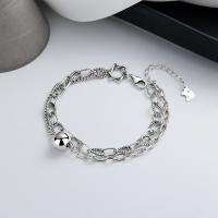 Sterling Silver Bracelets, 925 Sterling Silver, Double Layer & for woman, silver color Approx 6.3 Inch 