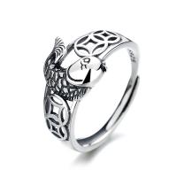 Sterling Silver Finger Ring, 925 Sterling Silver, Fish, Adjustable & for woman, silver color 