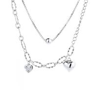 Sterling Silver Jewelry Necklace, 925 Sterling Silver, for woman & multi-strand, silver color Approx 17.71 Inch 