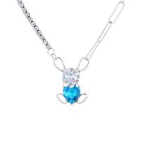 Cubic Zircon Micro Pave Sterling Silver Necklace, 925 Sterling Silver, micro pave cubic zirconia & for woman, silver color Approx 15.74 Inch 
