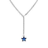 Cubic Zircon Micro Pave Sterling Silver Necklace, 925 Sterling Silver, vintage & micro pave cubic zirconia & for woman, blue Approx 15.74 Inch 