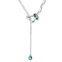 Cubic Zirconia Micro Pave Sterling Silver Necklace, 925 Sterling Silver, vintage & micro pave cubic zirconia & for woman Approx 17.71 Inch 