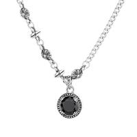 Cubic Zircon Micro Pave Sterling Silver Necklace, 925 Sterling Silver, vintage & micro pave cubic zirconia & for woman, black Approx 17.71 Inch 