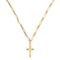 Stainless Steel Jewelry Necklace, 304 Stainless Steel, with 1.97inch extender chain, Crucifix Cross, Vacuum Plating, fashion jewelry & for woman 30mm Approx 17.72 Inch 