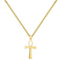Stainless Steel Jewelry Necklace, 304 Stainless Steel, Cross, Vacuum Plating, fashion jewelry & Unisex Approx 19.68 Inch 
