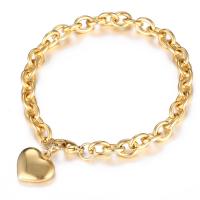 Stainless Steel Charm Bracelet, 304 Stainless Steel, Heart, Vacuum Plating, fashion jewelry & for woman 16mm Approx 7.87 Inch 