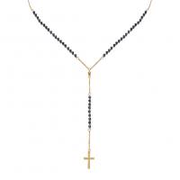 Stainless Steel Jewelry Necklace, 304 Stainless Steel, with Crystal, with 1.97inch extender chain, Cross, Vacuum Plating, fashion jewelry & Unisex Approx 23.62 Inch 