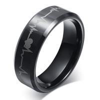 Tungsten Steel Finger Ring, fashion jewelry & for man, black, 8mm 